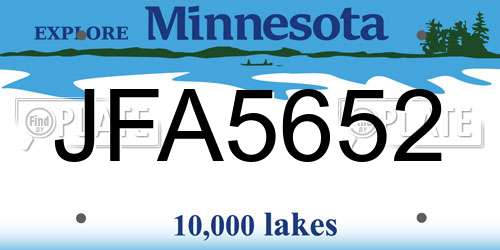 JFA5652 Minnesota License Plate