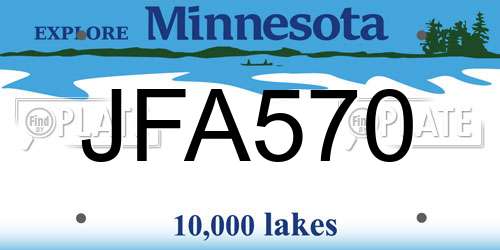 JFA570 Minnesota License Plate
