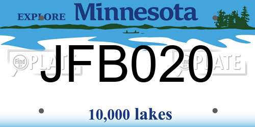 JFB020 Minnesota License Plate