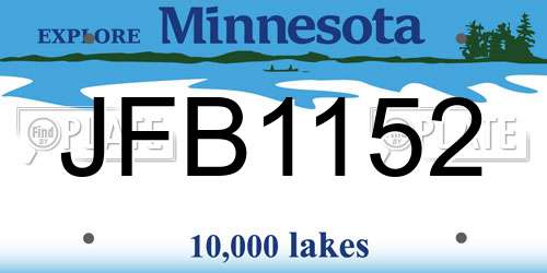 JFB1152 Minnesota License Plate