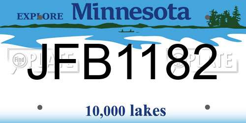 JFB1182 Minnesota License Plate