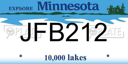 JFB212 Minnesota License Plate