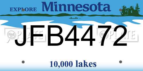 JFB4472 Minnesota License Plate