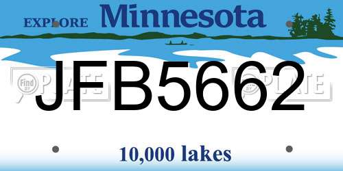 JFB5662 Minnesota License Plate