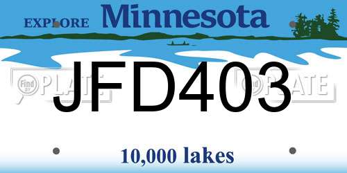 JFD403 Minnesota License Plate