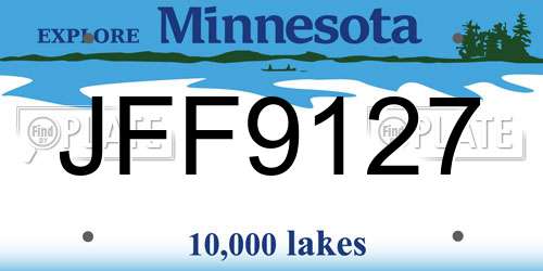 JFF9127 Minnesota License Plate
