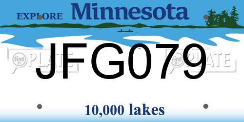 JFG079 Minnesota License Plate