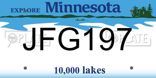 JFG197 Minnesota License Plate