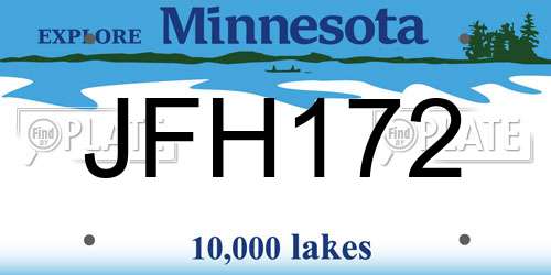 JFH172 Minnesota License Plate