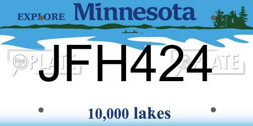 JFH424 Minnesota License Plate