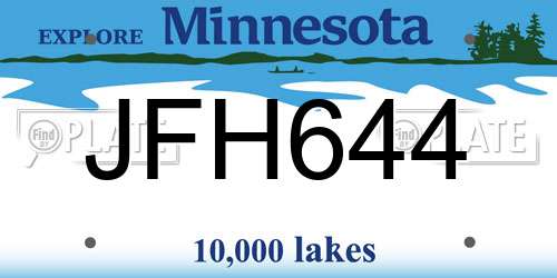JFH644 Minnesota License Plate
