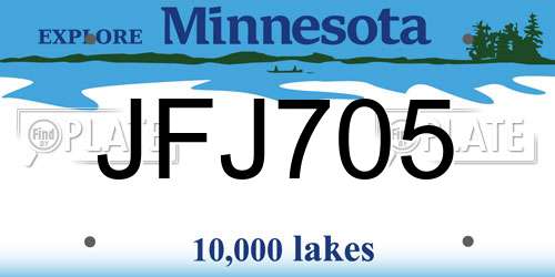 JFJ705 Minnesota License Plate
