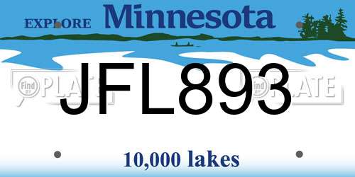 JFL893 Minnesota License Plate