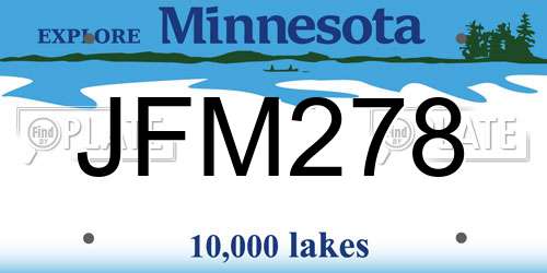 JFM278 Minnesota License Plate