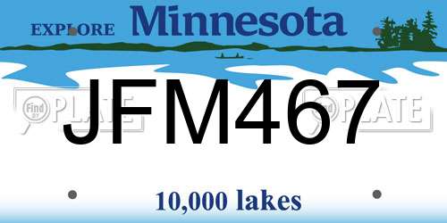 JFM467 Minnesota License Plate