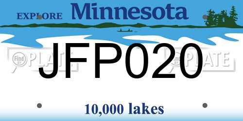 JFP020 Minnesota License Plate