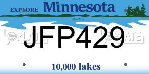 JFP429 Minnesota License Plate