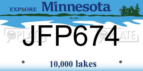 JFP674 Minnesota License Plate