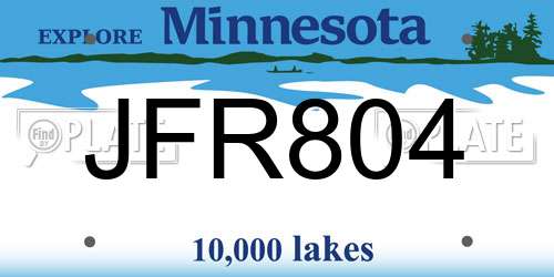 JFR804 Minnesota License Plate