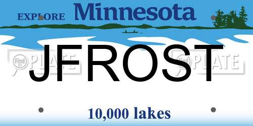JFROST Minnesota License Plate