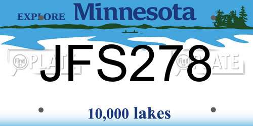 JFS278 Minnesota License Plate