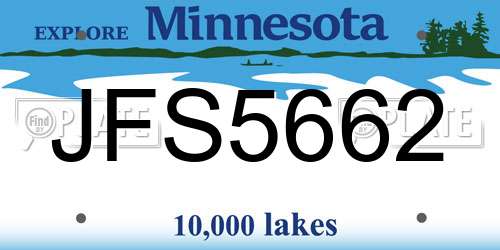 JFS5662 Minnesota License Plate