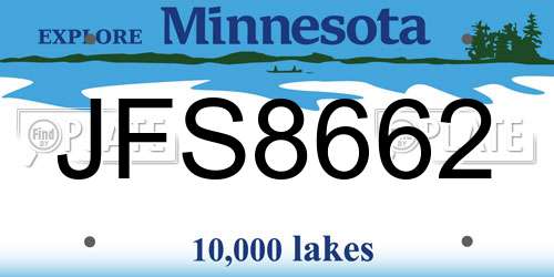 JFS8662 Minnesota License Plate