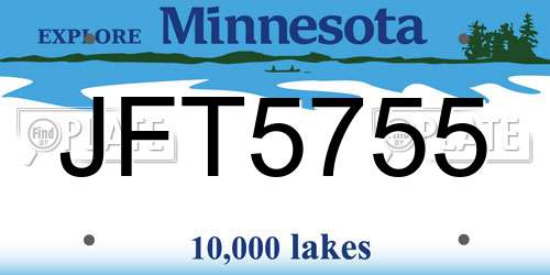 JFT5755 Minnesota License Plate