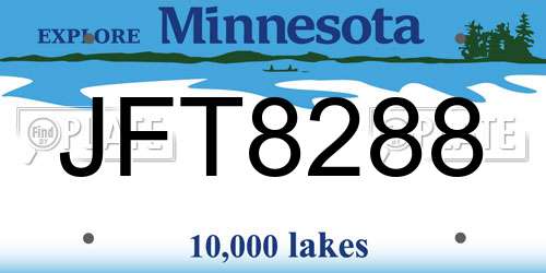 JFT8288 Minnesota License Plate