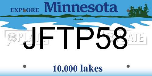JFTP58 Minnesota License Plate