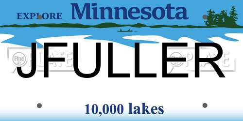 JFULLER Minnesota License Plate