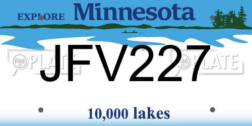 JFV227 Minnesota License Plate