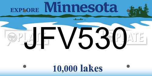 JFV530 Minnesota License Plate