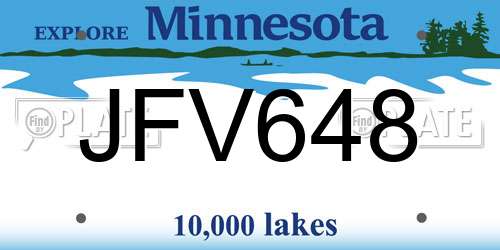 JFV648 Minnesota License Plate