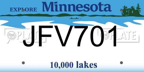 JFV701 Minnesota License Plate