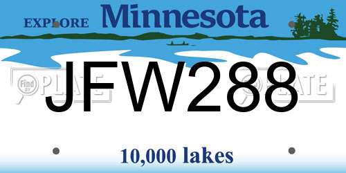 JFW288 Minnesota License Plate