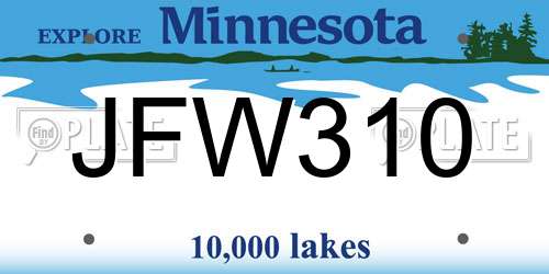 JFW310 Minnesota License Plate