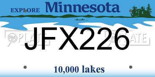 JFX226 Minnesota License Plate