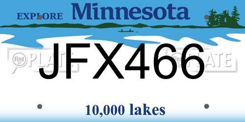 JFX466 Minnesota License Plate
