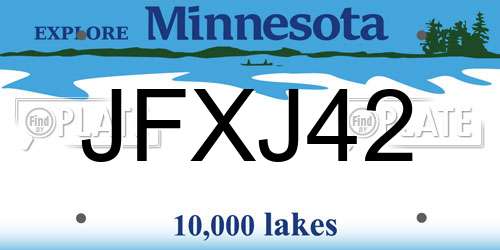 JFXJ42 Minnesota License Plate