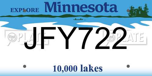 JFY722 Minnesota License Plate
