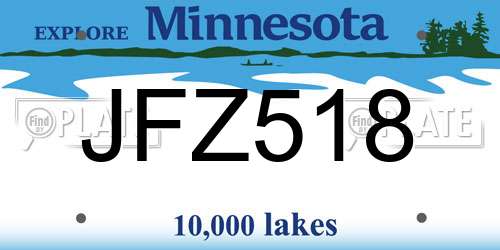 JFZ518 Minnesota License Plate