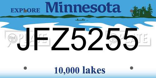 JFZ5255 Minnesota License Plate