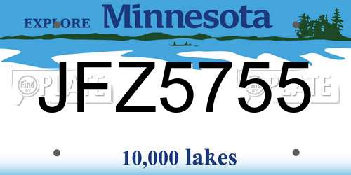 JFZ5755 Minnesota License Plate