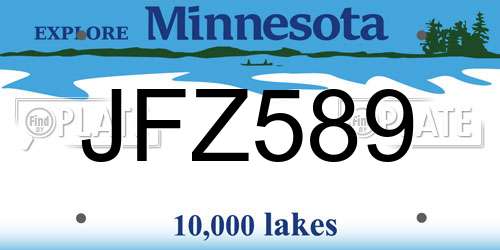 JFZ589 Minnesota License Plate