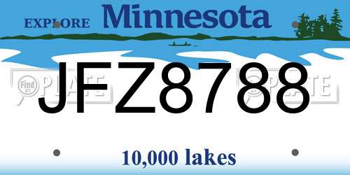 JFZ8788 Minnesota License Plate