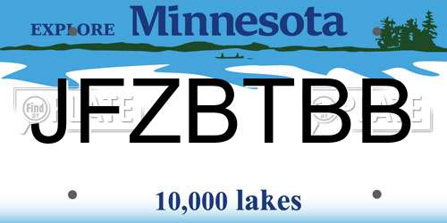 JFZBTBB Minnesota License Plate