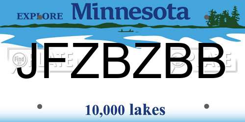 JFZBZBB Minnesota License Plate