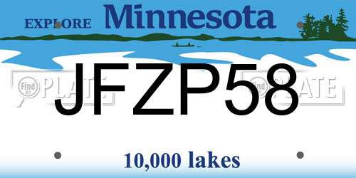JFZP58 Minnesota License Plate