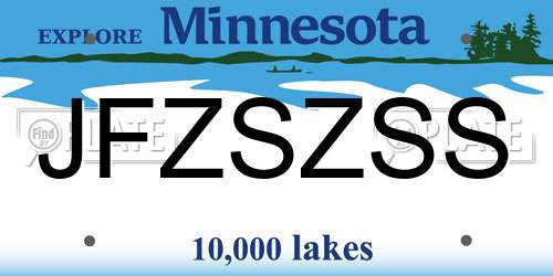 JFZSZSS Minnesota License Plate